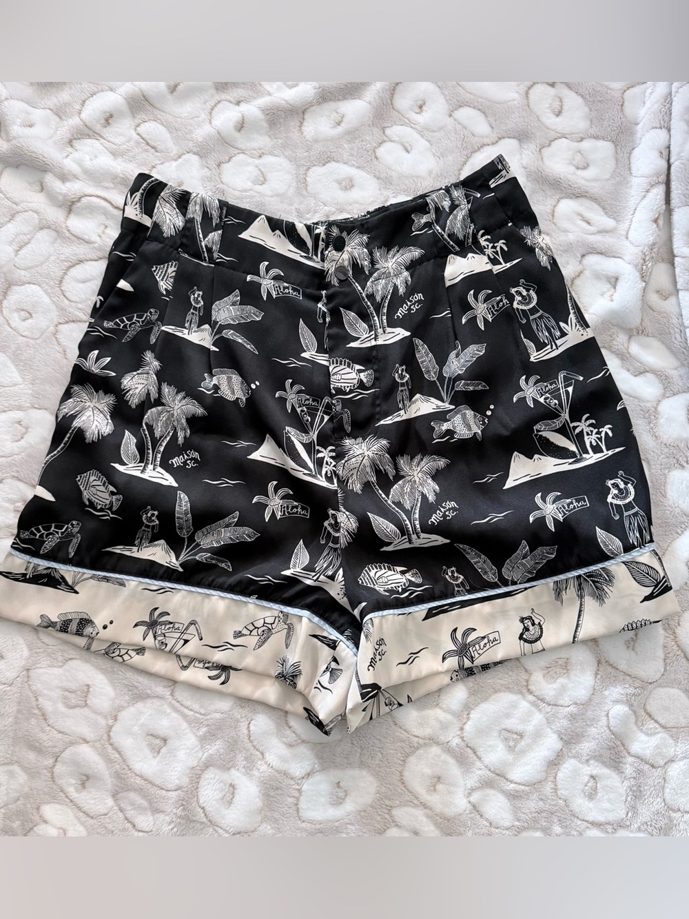 Scotch & Soda Black and White Tropical Print Women’s Shorts Size M C20
